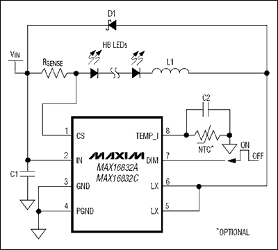 MAX16832A, MAX16832C: Typical Application Circuit