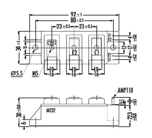 ʿ1MBI200NK-060װߴνṹͼ