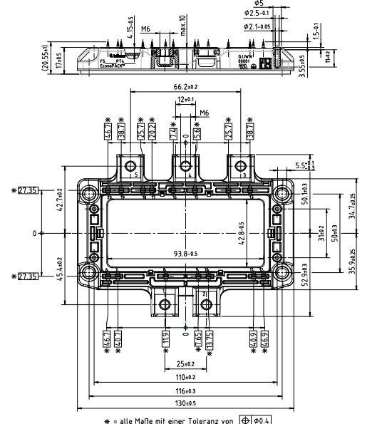 英飞凌DF400R07PE4R_B6 封装尺寸和外形结构图