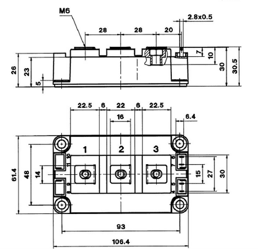 赛米控SKM400GB126D 封装尺寸和结构图